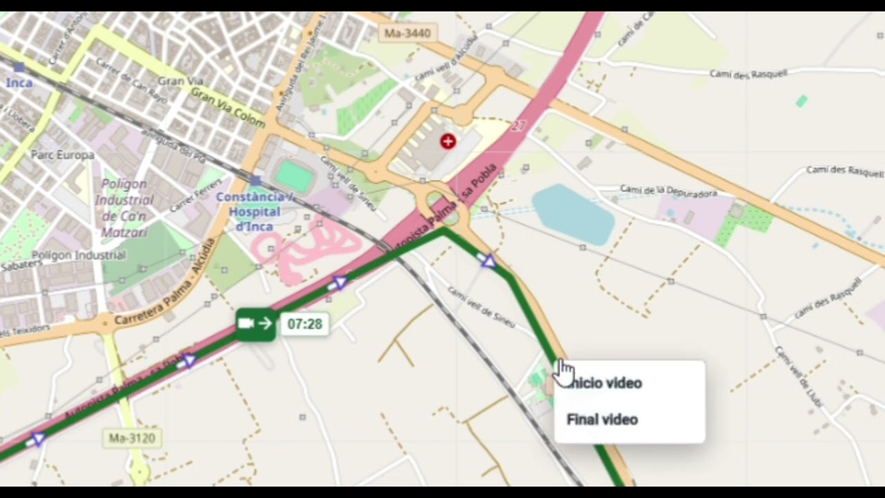 Demostración del registro de vídeo asociado a la ruta de un vehículo